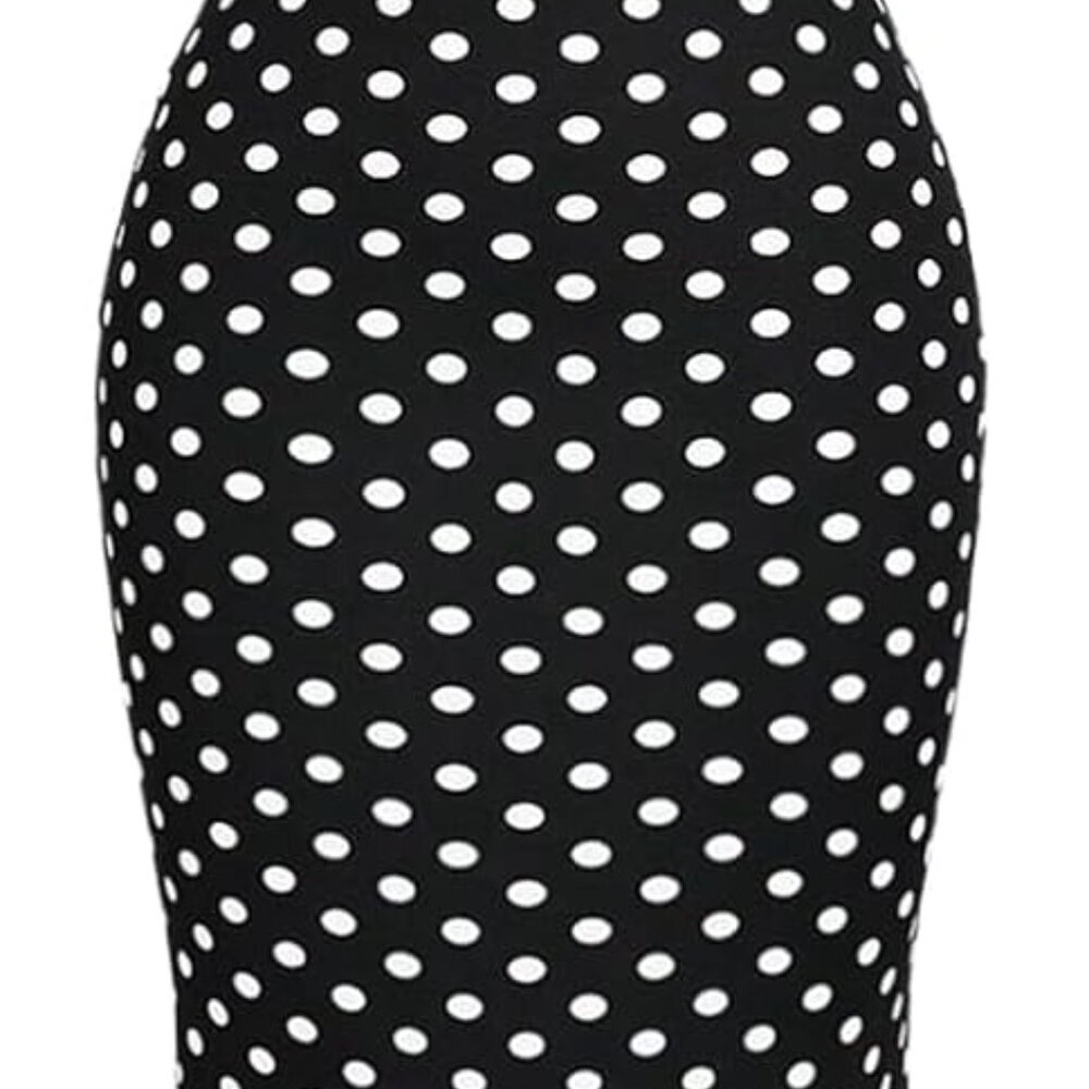 Women's Polka Dot Fishtail Maxi Dress With Ruched Bust Frill Trim